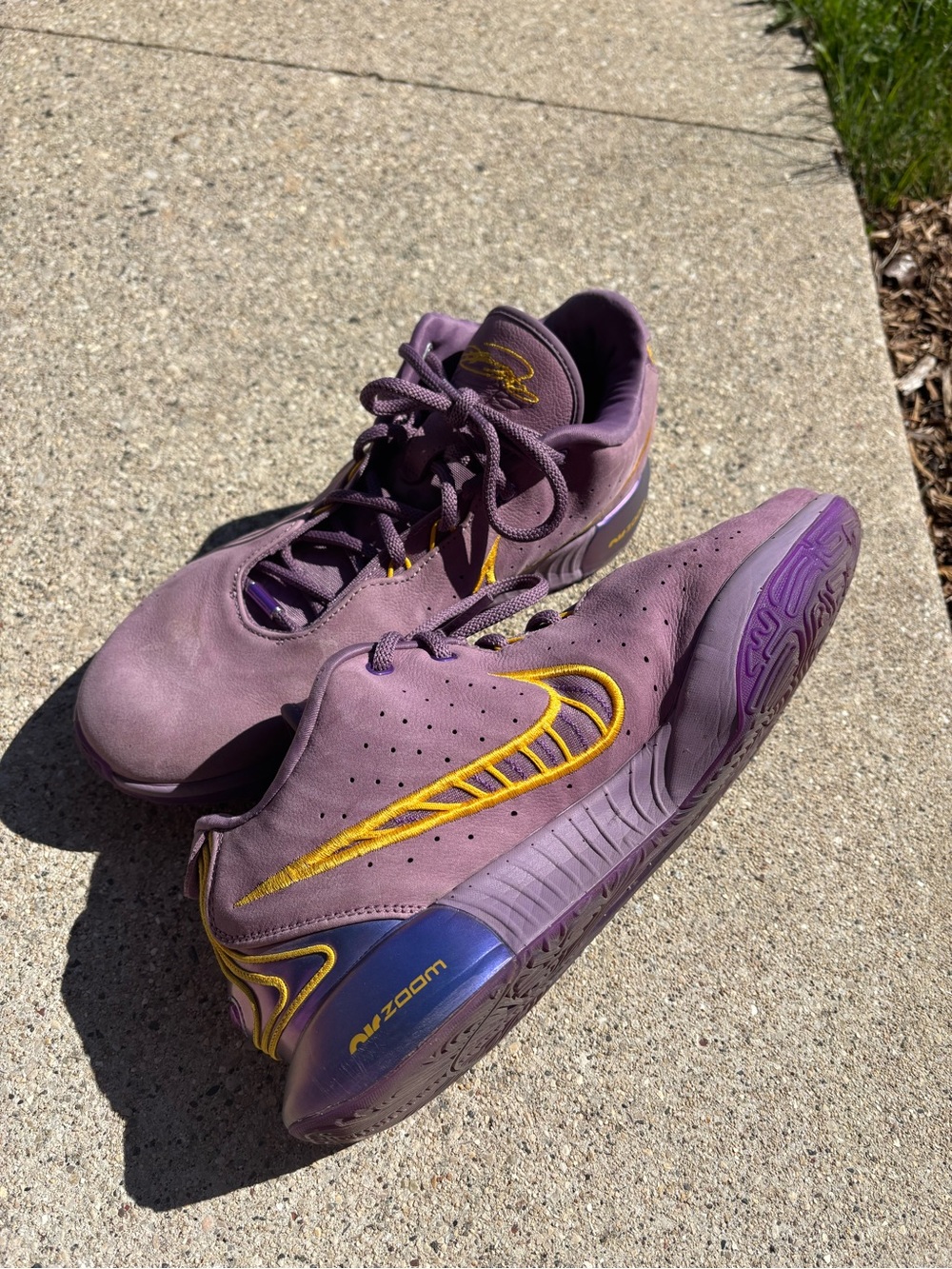 Nike LeBron XXI air zoom purple gold suede basketball shoes men’s size 13